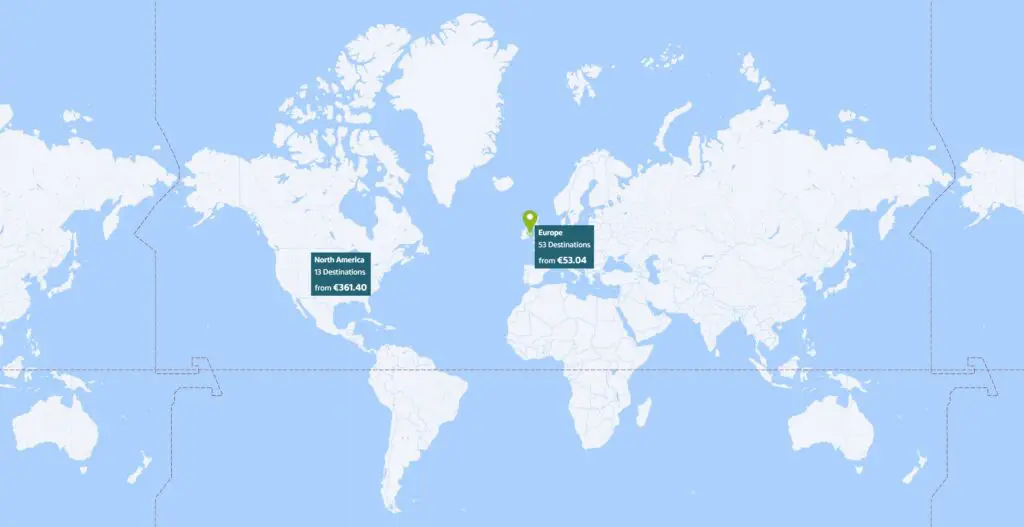 aer lingus direct routes and destinations