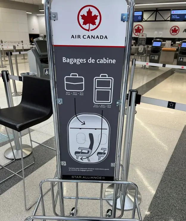 check the size of your carry on bag with air canada size check 